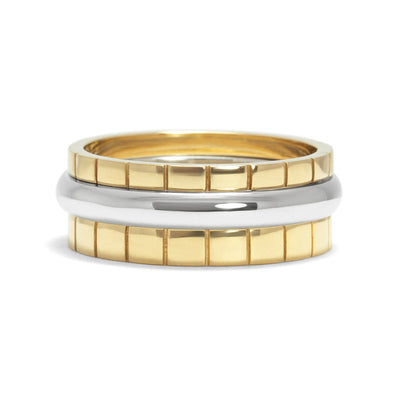 Freedom Ethical Gold Wedding Ring, 18ct white and yellow recycled gold, three bands