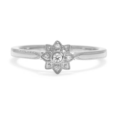 Sunflower Ethical Diamond Cluster Engagement Ring, 100% recycled platinum and traceable Canadian diamonds