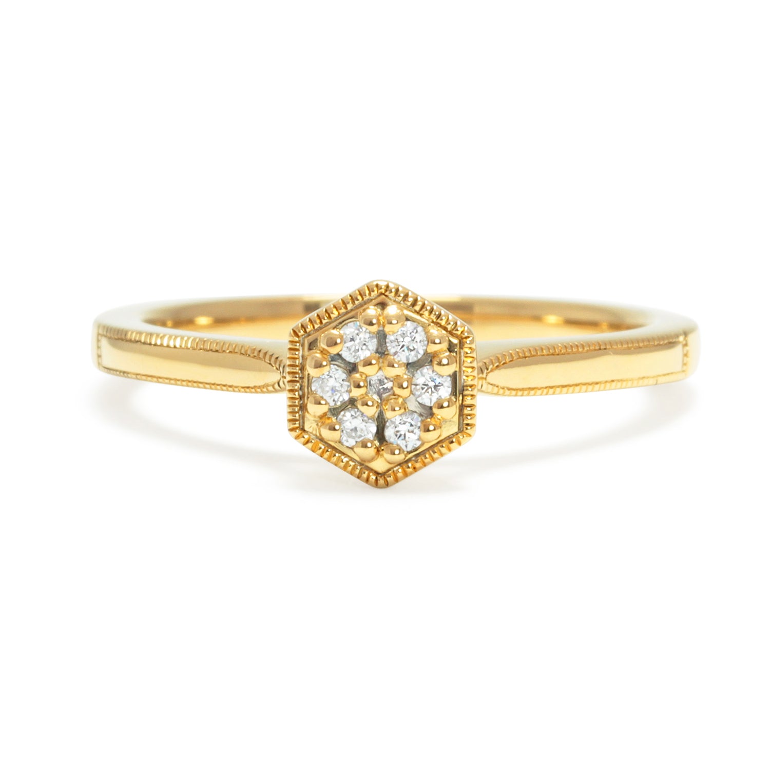 Rose Ethical Diamond Cluster Engagement Ring, traceable and conflict-free Canadian diamonds and recycled 18ct yellow gold