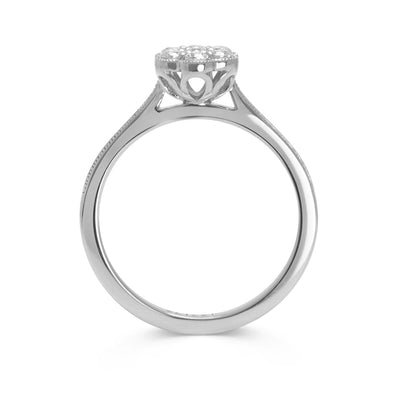 Rose ethical diamond cluster engagement ring, 100% recycled platinum and traceable Canadian diamonds 2