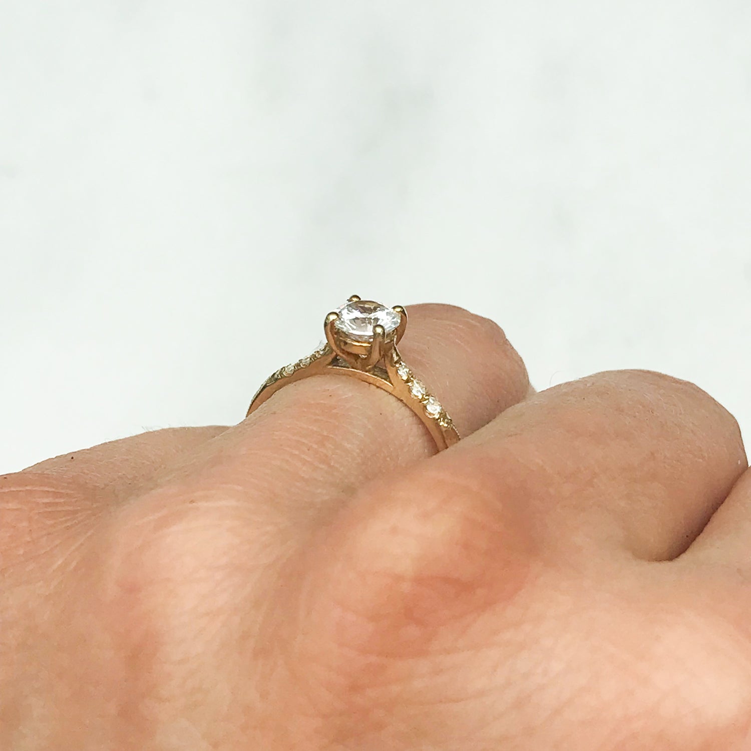 Athena Grande Stella Ethical Diamond Solitaire Engagement Ring, recycled platinum and conflict-free diamonds, on hand 2