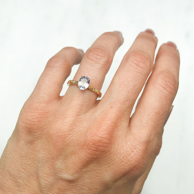 Fancy Athena Purple Oval Cut Sapphire Solitaire Engagement Ring, 18ct Ethical Gold, Ready to Go 3