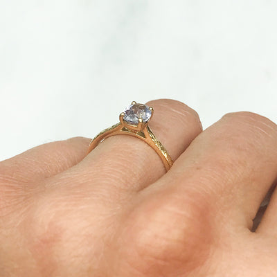 Fancy Athena Purple Oval Cut Sapphire Solitaire Engagement Ring, 18ct Ethical Gold, Ready to Go 5