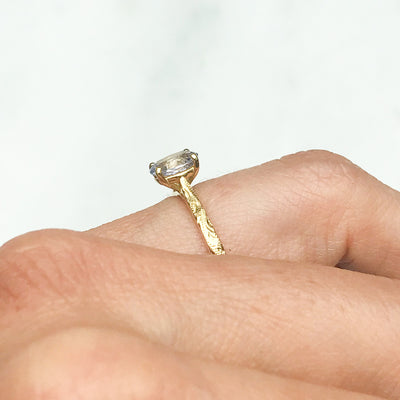 Fancy Athena Purple Oval Cut Sapphire Solitaire Engagement Ring, 18ct Ethical Gold, Ready to Go 6