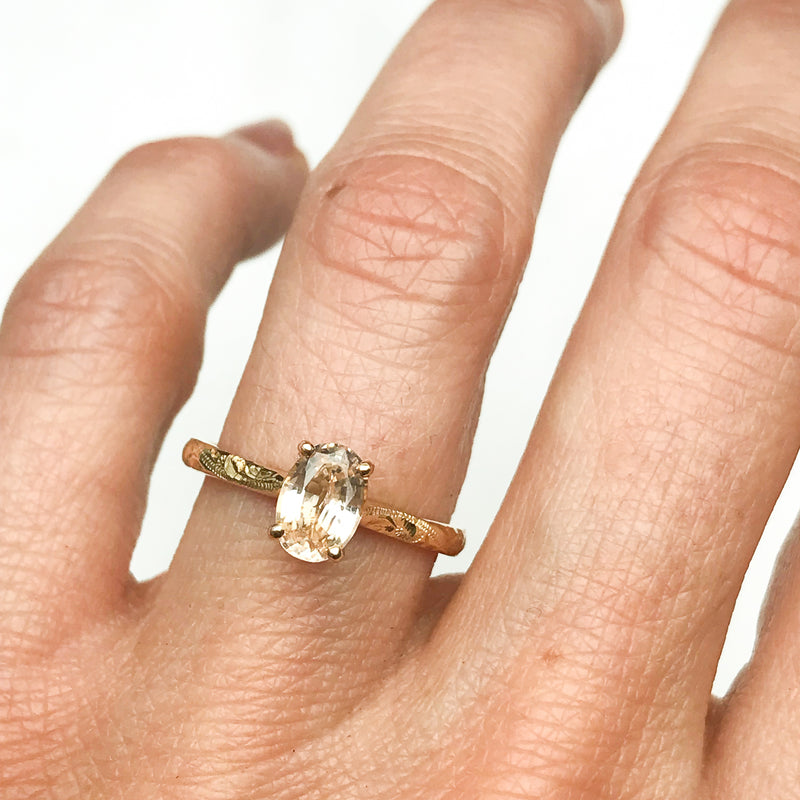 Fancy Athena Champagne Sapphire Ethical Gold Engagement Ring, recycled gold and a fair-traded Sri Lankan sapphire