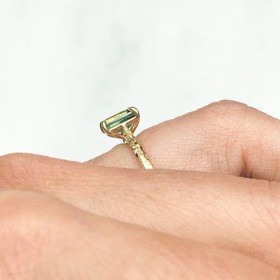 Fancy Athena Green Emerald Cut Sapphire Solitaire Engagement Ring, 18ct Ethical Gold, Ready to Go 5
