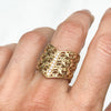 Artisan Filigree Ethical Gold Wishbone Commitment Ring with Conflict-Free Diamonds, on hand, close-up