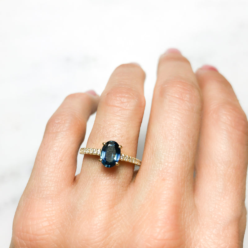 Cybele Oval Blue Sapphire Gold Engagement Ring