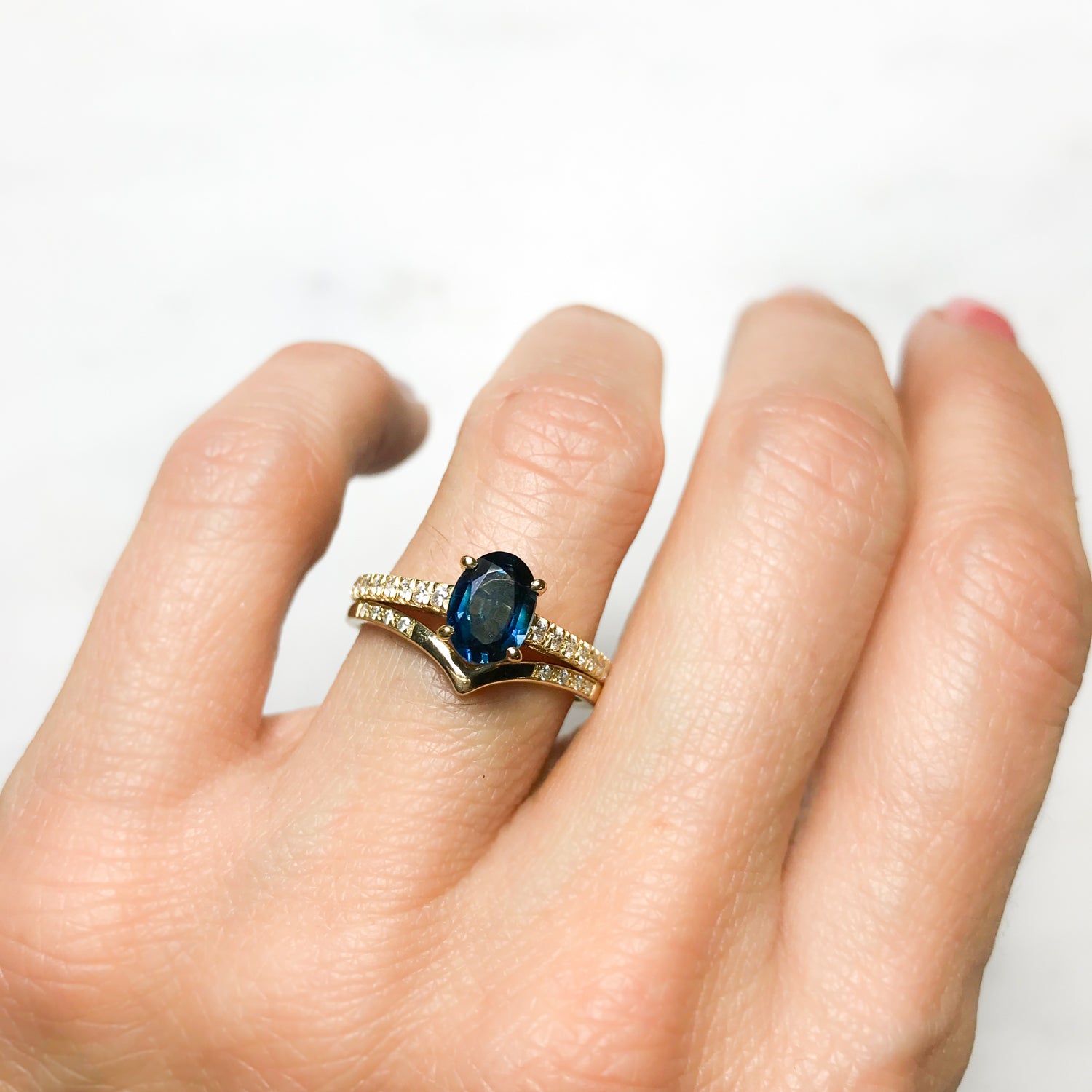 Cybele Oval Blue Sapphire Gold Engagement Ring Lebrusan Studio