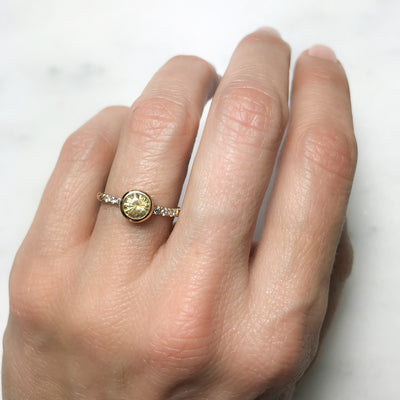 Large Hebe Yellow Sapphire Engagement Ring, Ethical Gold - unique and sustainable