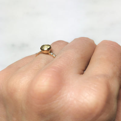 Large Hebe Yellow Sapphire Engagement Ring, Ethical Gold - contemporary and practical