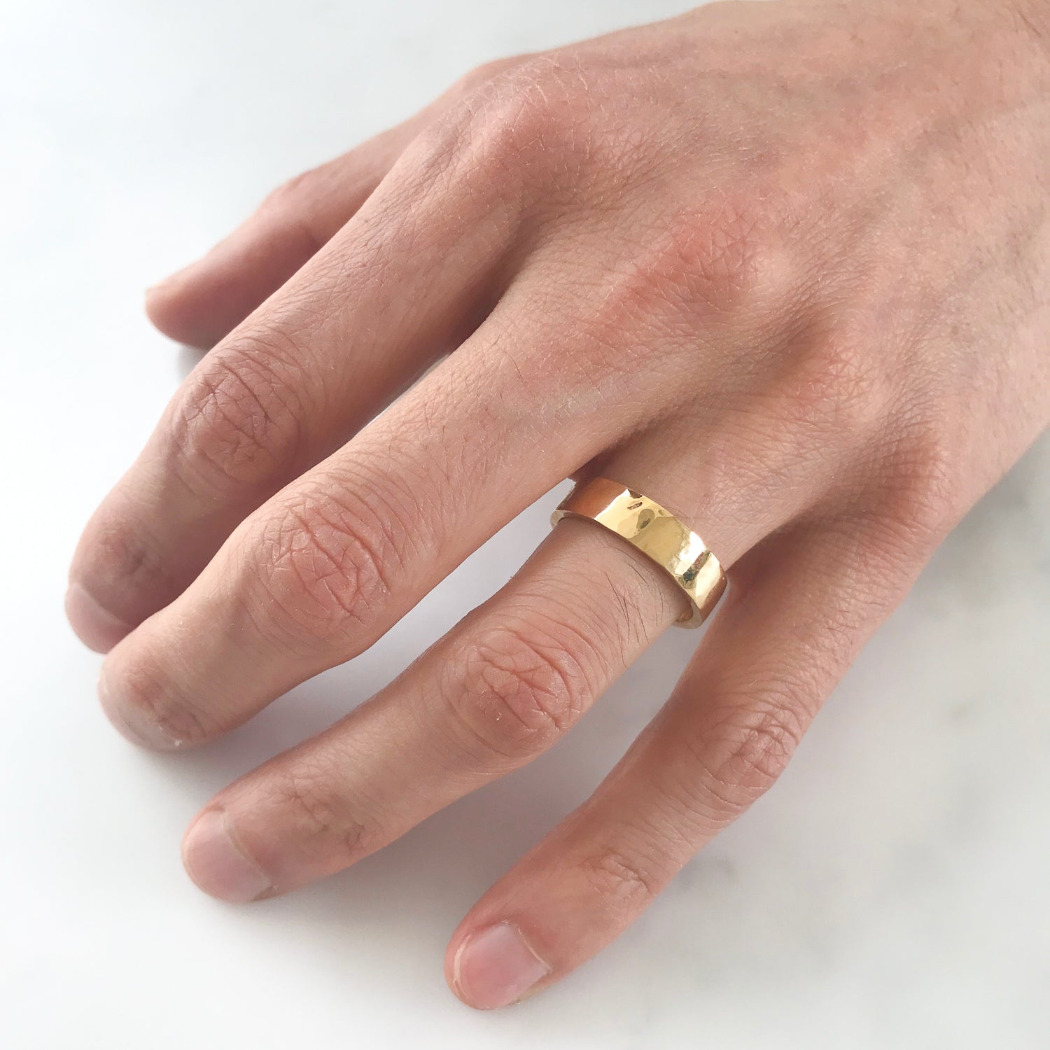 10mm Wide Flat Plain Wedding Band Ring in 14K Gold