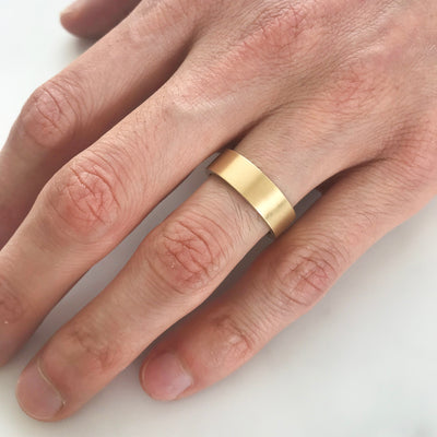 Flat Matt Ethical Gold Wedding Ring, Wide