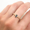 Bespoke nature-inspired engagement ring with pear-cut Malawi sapphire and 18ct recycled gold band 2