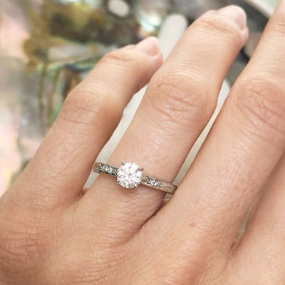Abs Bespoke Solitaire Ring, 100% recycled platinum and Canadamark diamonds 4