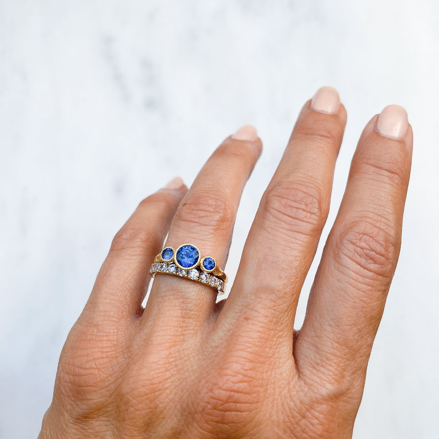 One-of-a-Kind Trilogy Sapphire Engagement Ring