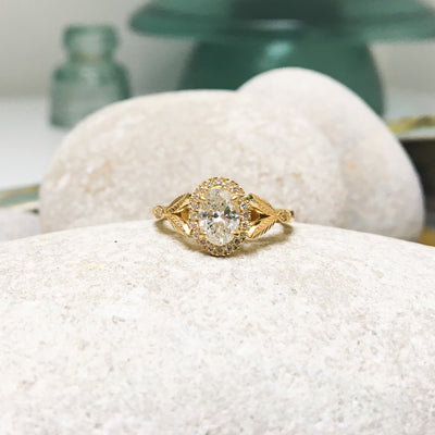 Bespoke Nature-Inspired Engagement Ring, Fairtrade yellow gold and a Canada Mark oval diamond 5