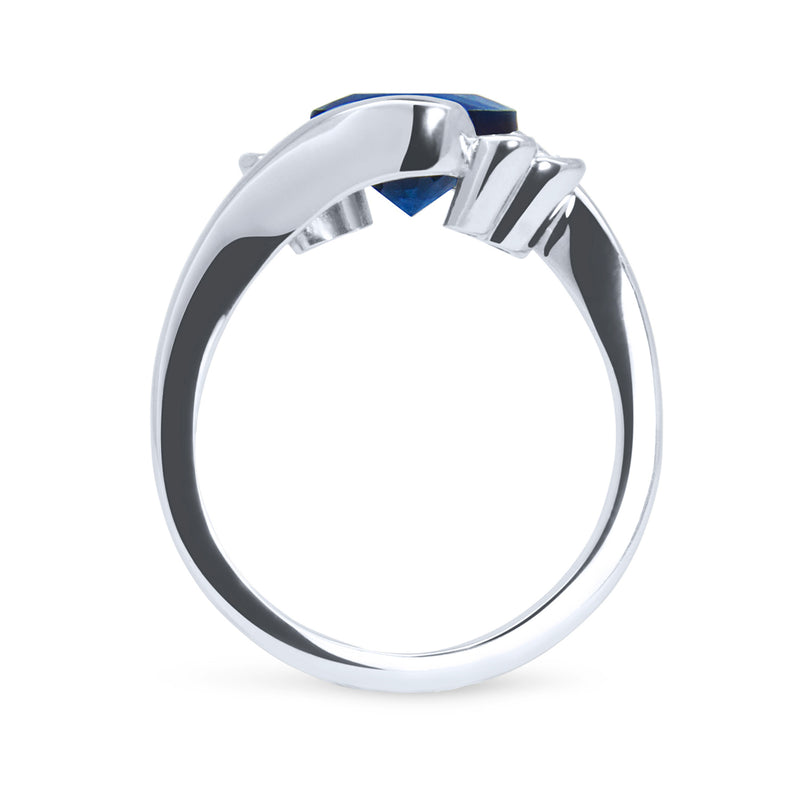 Bespoke Jonno engagement ring - cushion-cut 1.8ct Malawi sapphire, conflict-free diamonds and 100% recycled platinum band