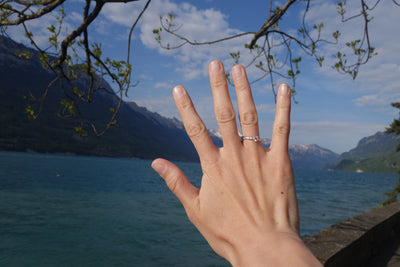 Bespoke Julien engagement ring - Canadian diamond and bespoke leaf engraving 4