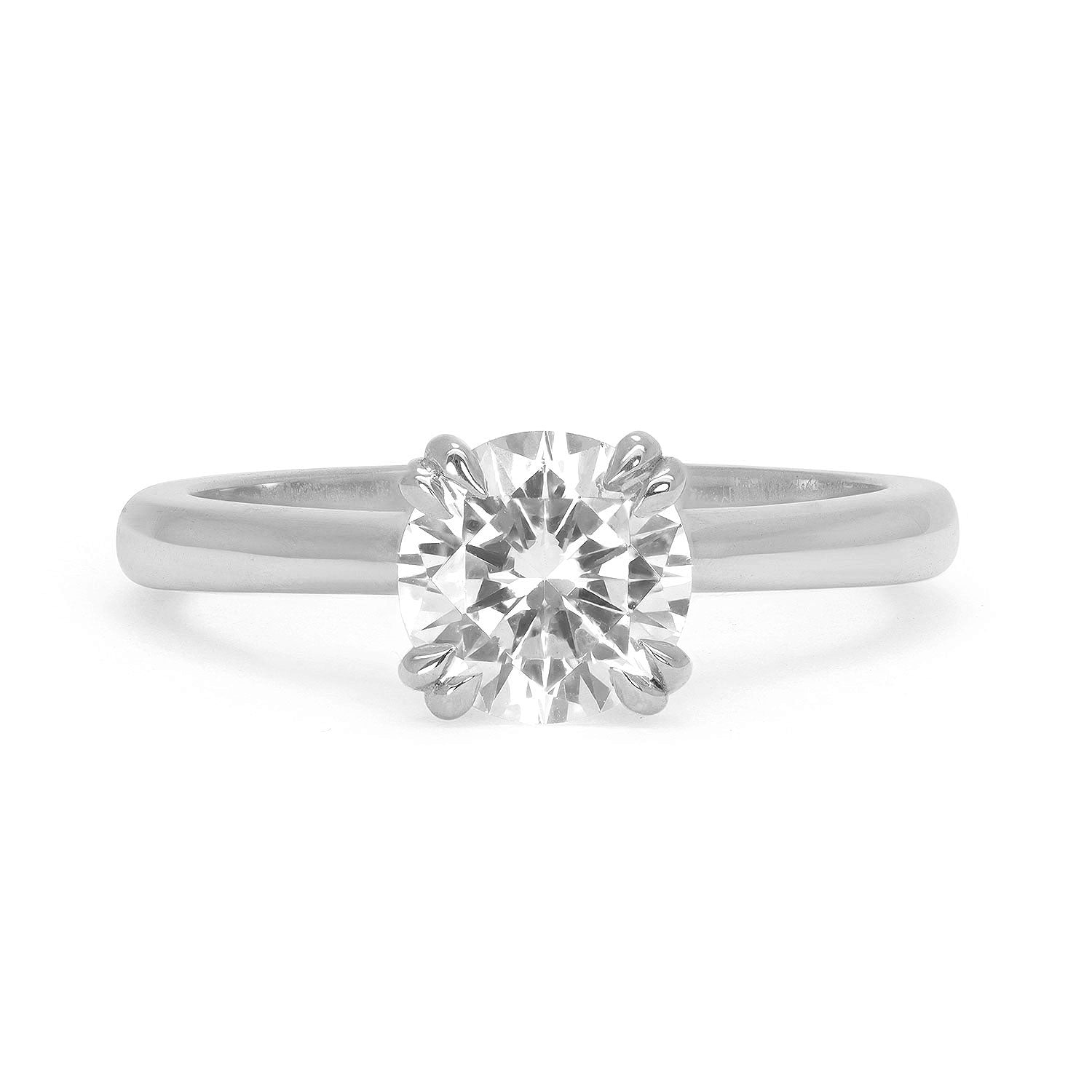 Lebrusan Studio Artisan Ethical Diamond Solitaire Engagement Ring, 1ct brilliant-cut Ocean Diamond, 18ct white Fairmined Ecological Gold, polished band