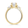 Lebrusan Studio Artisan Trilogy Engagement Ring, 1ct Ocean Diamond, 0.3ct pear-cut side Ocean Diamonds, 18ct Fairmined Ecological Gold, hand engraving, side view