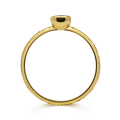 Ethical engagement ring with modern rub-over setting