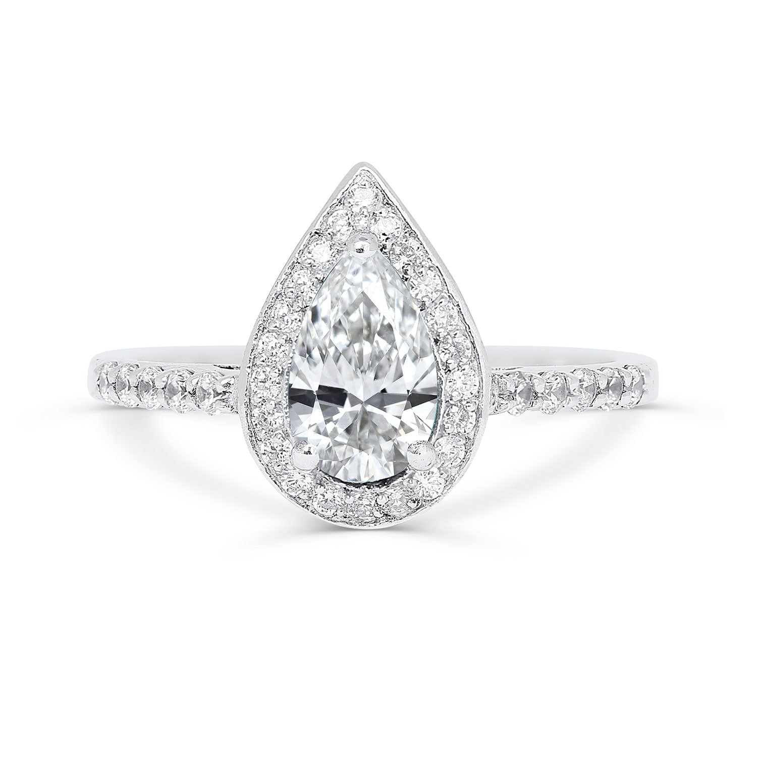 Lebrusan Studio Tethys Ethical Pear Shaped Diamond Halo Engagement Ring, Recycled Platinum