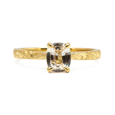 Fancy Athena Champagne Sapphire Engagement, Recycled Yellow Gold