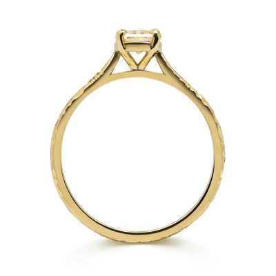 Fancy Athena Champagne Sapphire Engagement, Recycled Yellow Gold 2