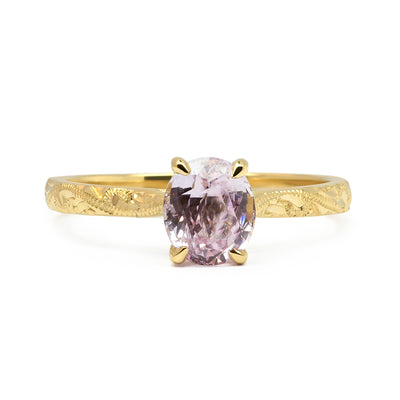 Fancy Athena Pink Sapphire Engagement, Recycled Yellow Gold
