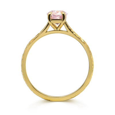 Fancy Athena Pink Sapphire Engagement, Recycled Yellow Gold 2