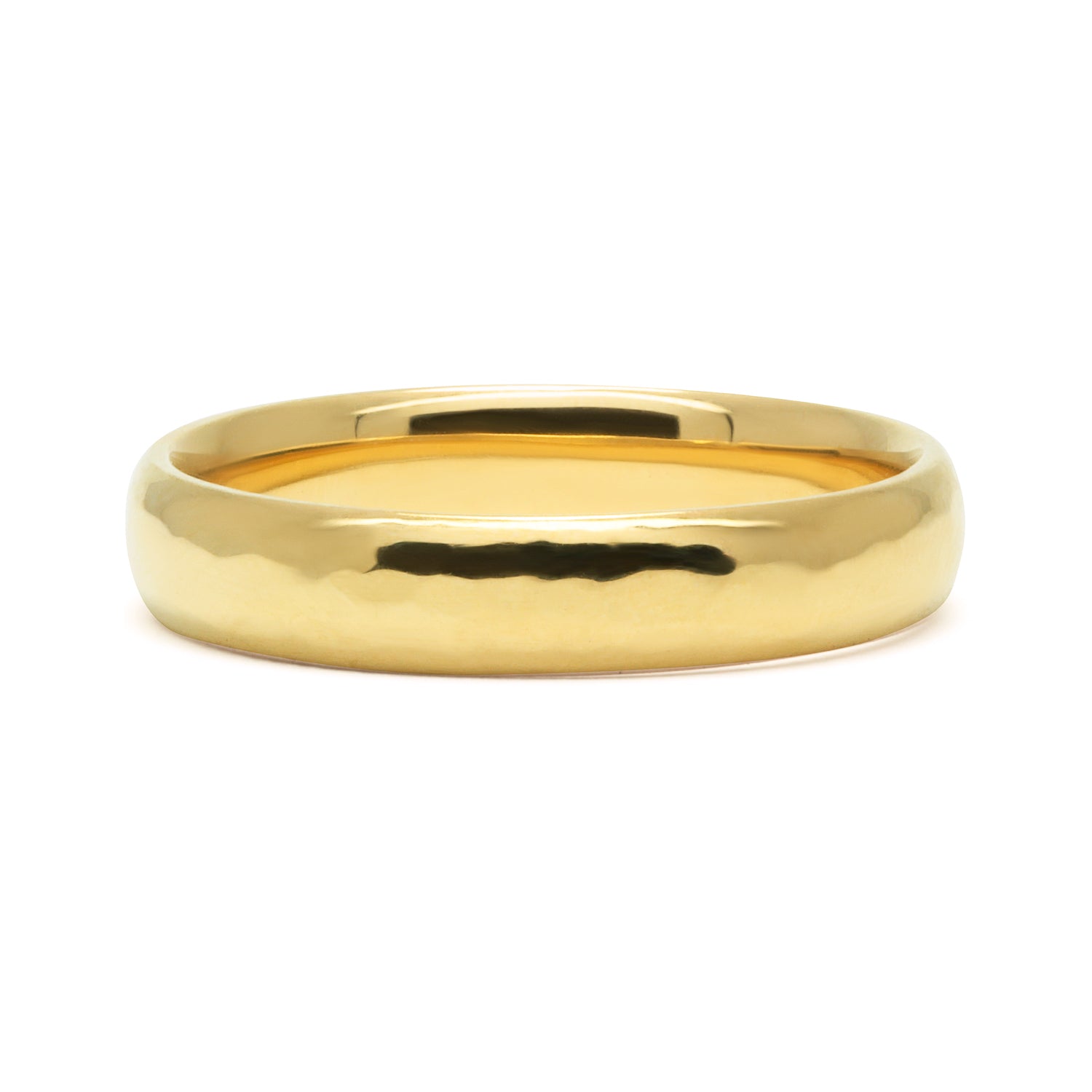 Court Soft Hammered Polished Ethical Gold Wedding Ring, Medium