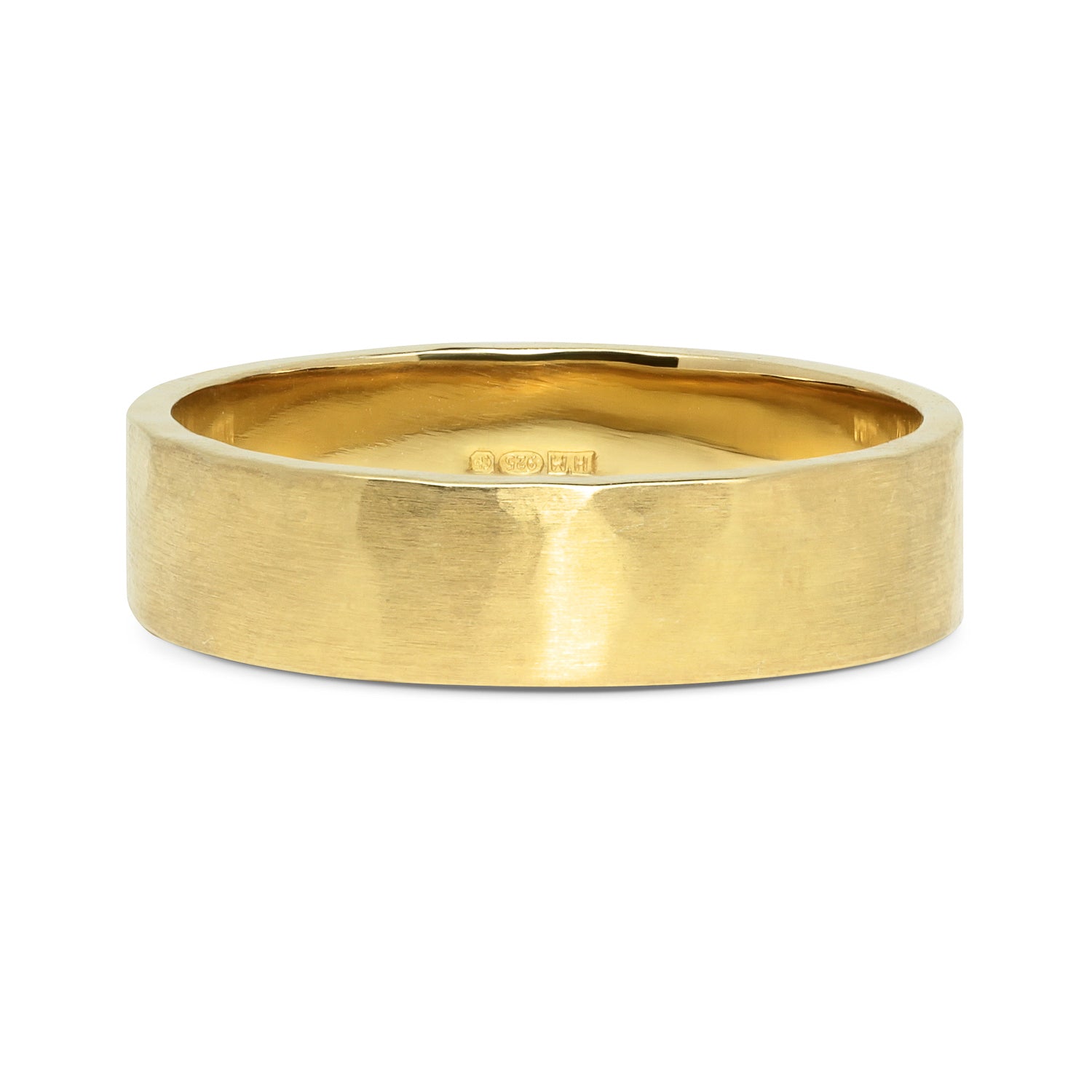 Flat Court Soft Hammered Ethical Gold Matte Wedding Ring, Wide
