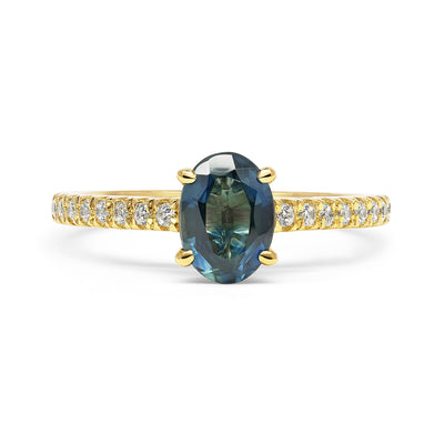 Cybele Oval Blue Sapphire Gold Engagement Ring