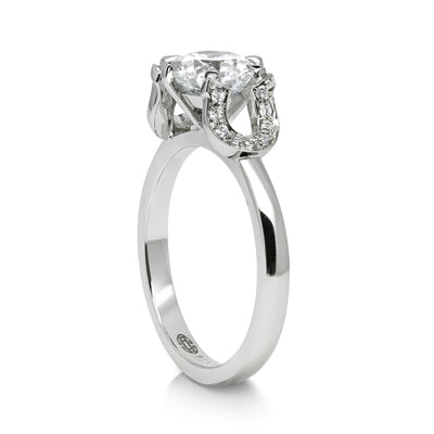 Bespoke Horseshoe Engagement Ring - 100% recycled platinum and diamond-set horseshoe shoulders 3