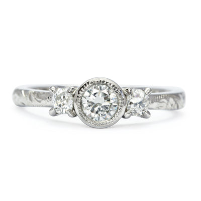 Bespoke Mark Recycled Diamond Trilogy Engagement Ring