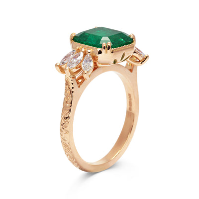 Bespoke Madeline Antique Emerald Engagement Ring