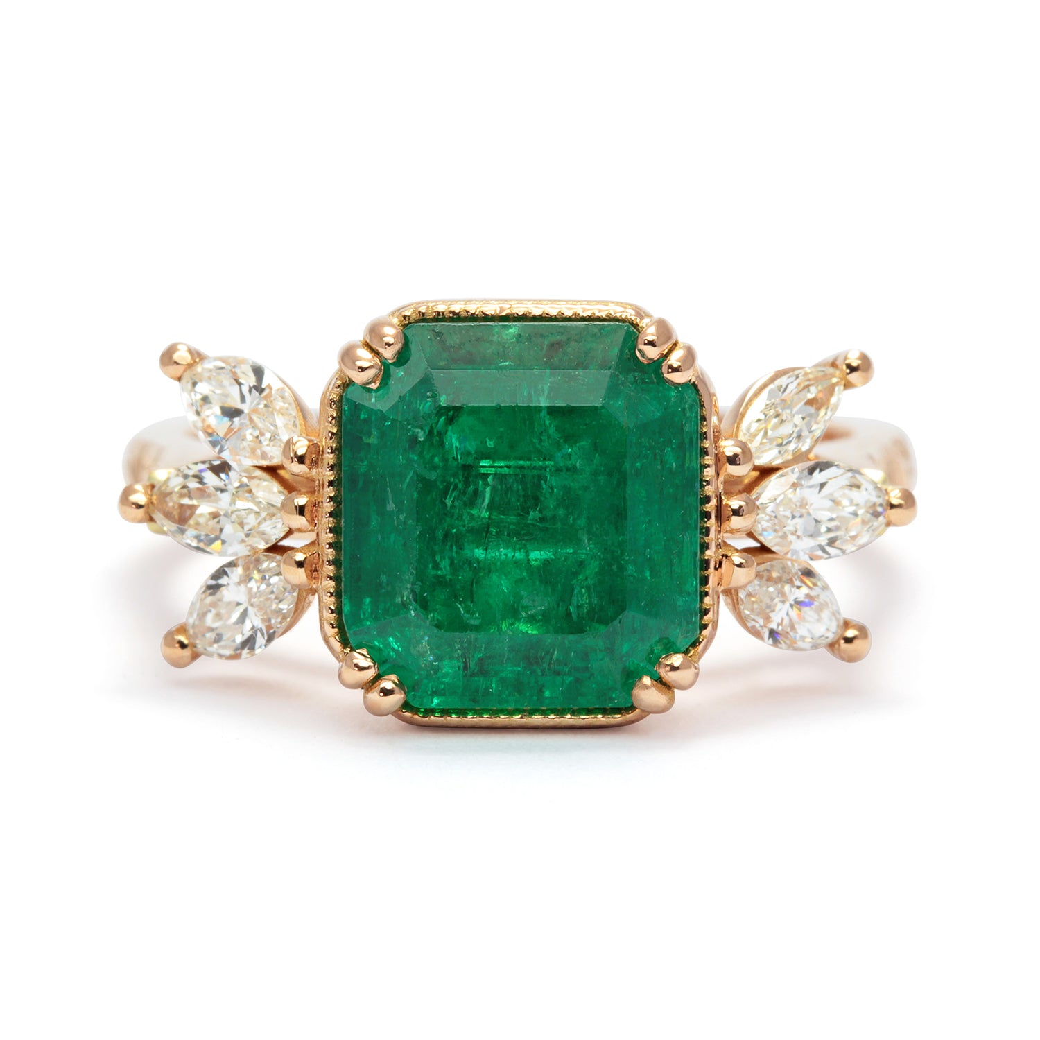 Bespoke Madeline Antique Emerald Engagement Ring