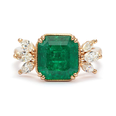 Bespoke Madeline Antique Emerald Engagement Ring