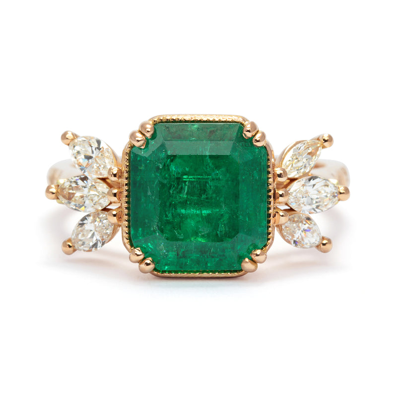 Bespoke Madeline Antique Emerald Engagement Ring