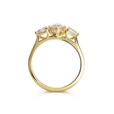 Theia ethical engagement ring, fair-traded white Sri Lankan sapphires and 18ct recycled yellow gold 3