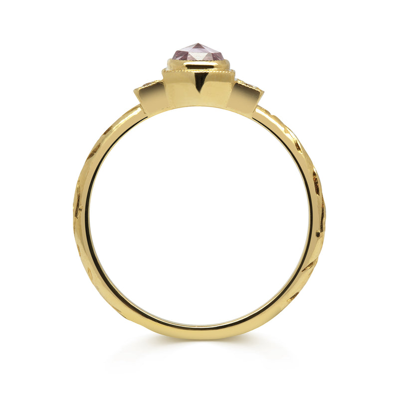 Bespoke Hexagon Rose Cut Pink Sapphire Engagement Ring