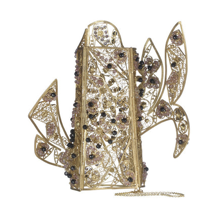 Bespoke art jewels - sterling silver filigree cuff, hand-stitched with Swarovski gems 3
