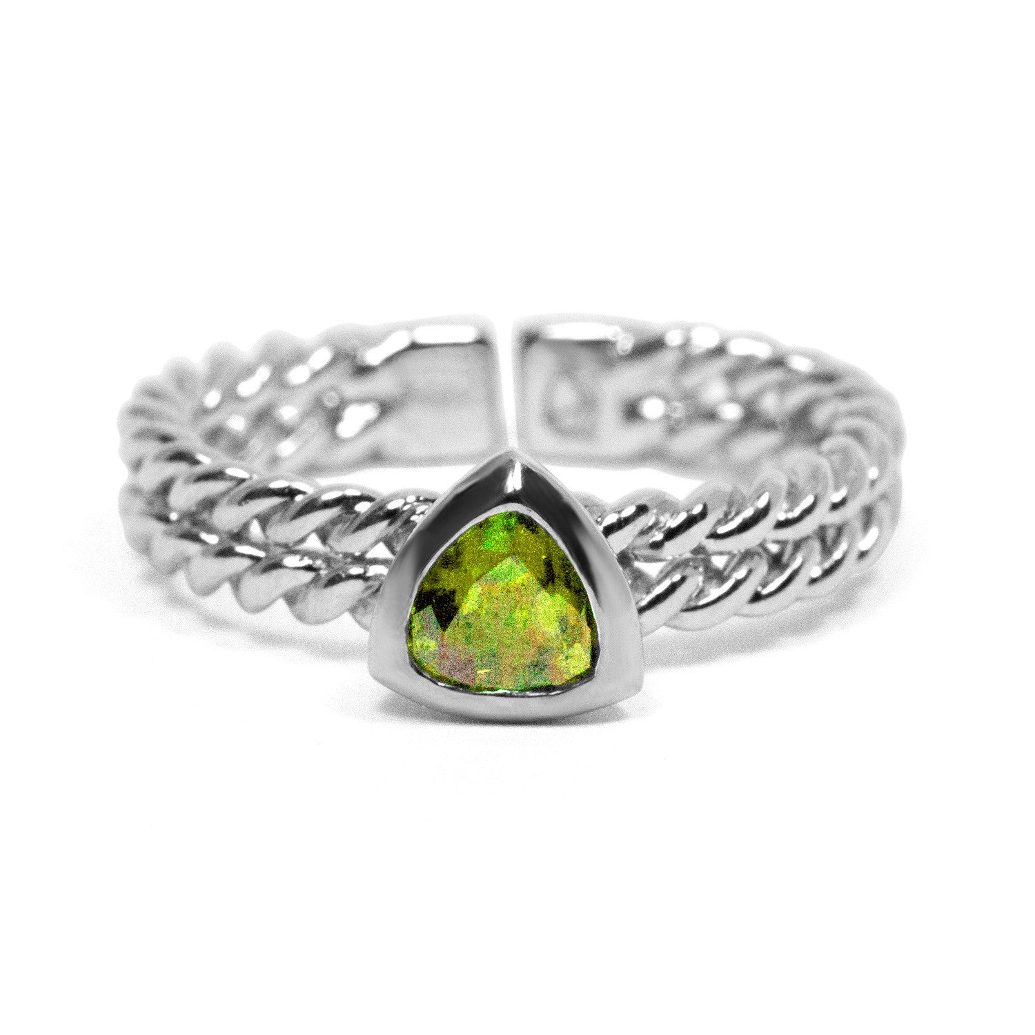 Ethical Gemstone Triangle Silver Stacking Ring - Arabel Lebrusan