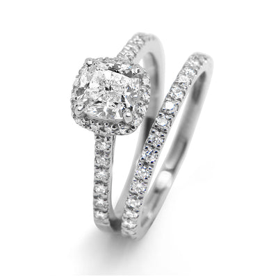 Bespoke Mary engagement ring and wedding band set - 100% recycled platinum and conflict-free diamonds 5