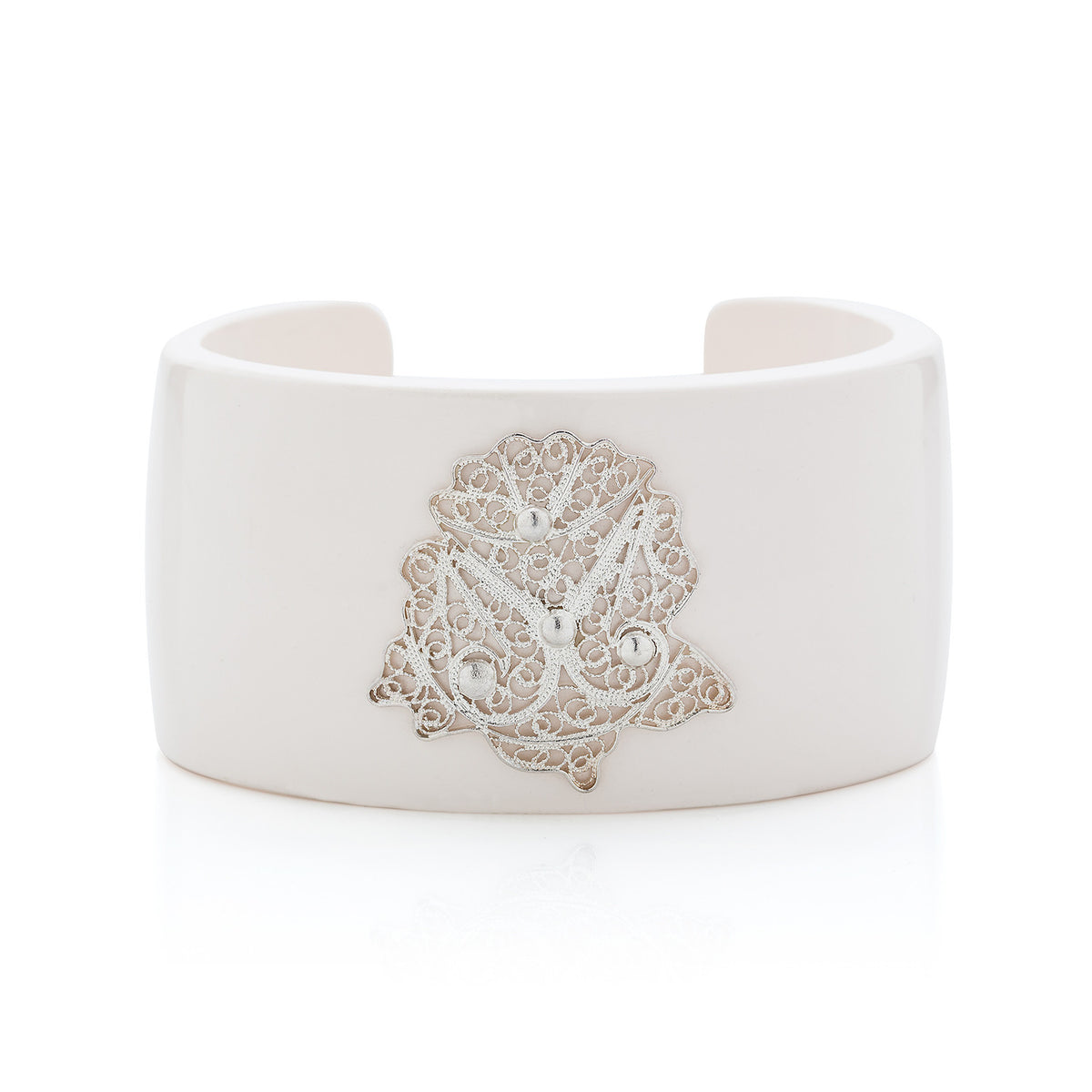 Filigree Flower Cuff in White