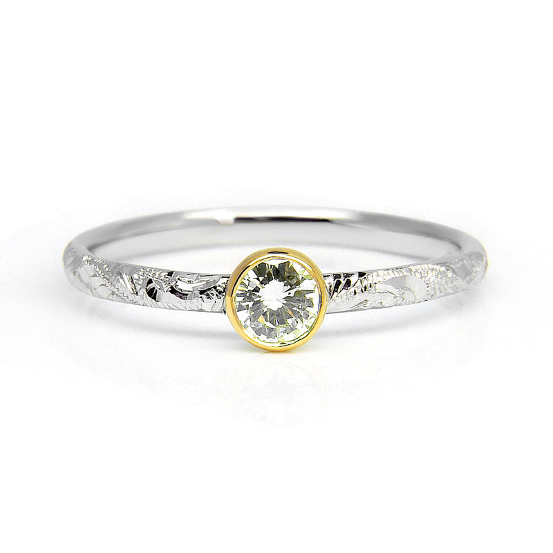 Bespoke Ash engagement ring - 18ct Fairtrade white gold and 0.2ct Canadian diamond