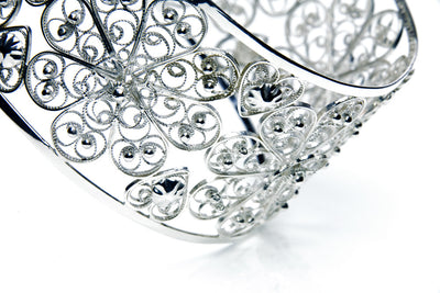 Filigree Rosette Bangle. White