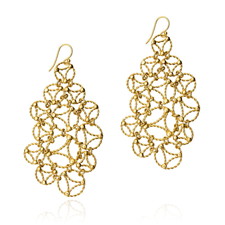 Lace Chandelier Earrings. Yellow Gold