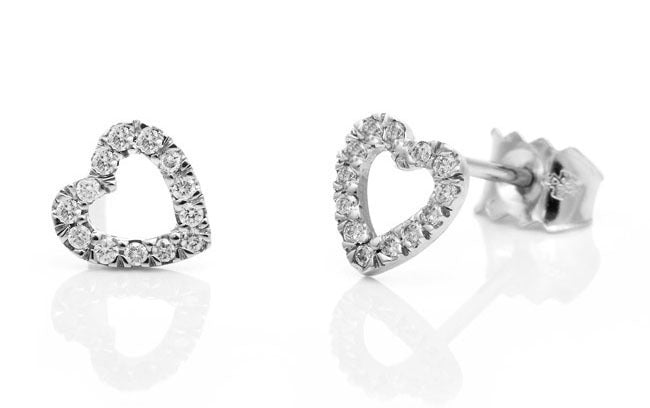 Diamond Heart Earrings. Fairtrade 18ct White gold - Arabel Lebrusan